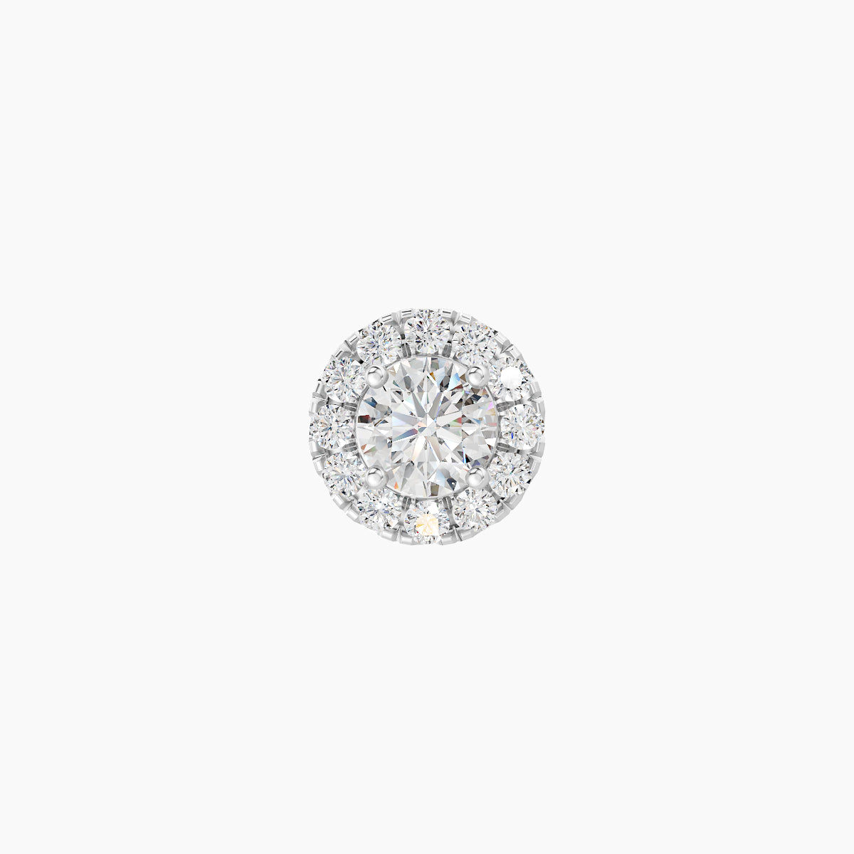 Eirene | 18k White Gold 6 mm Halo Round Diamond Earring