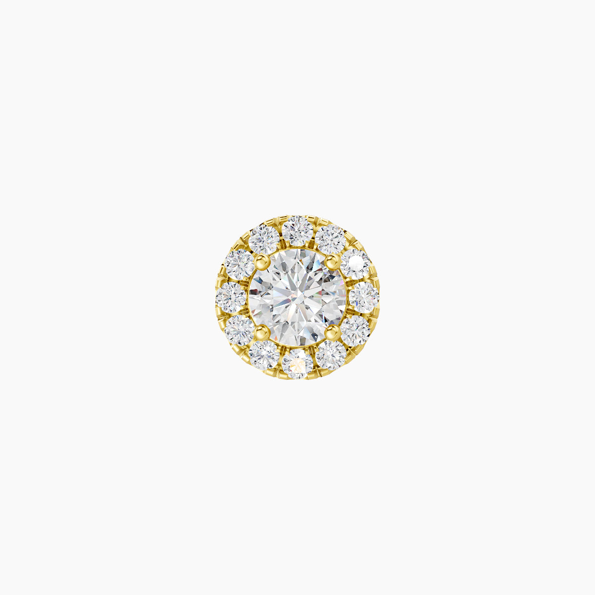 Eirene | 18k Yellow Gold 6 mm Halo Round Diamond Earring