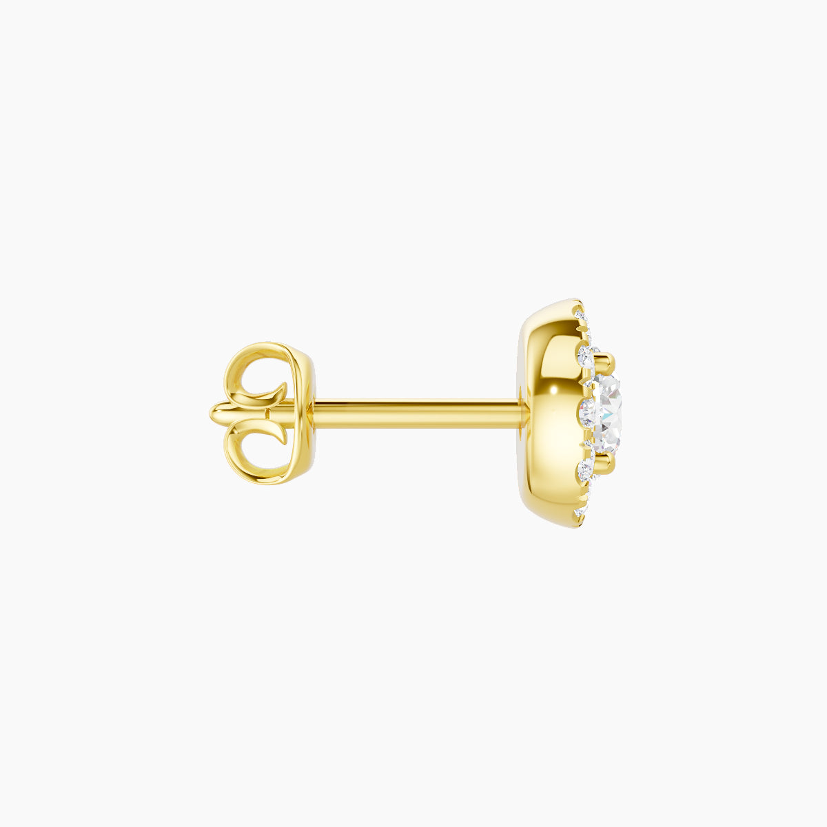 Eirene | 18k Yellow Gold 6 mm Halo Round Diamond Earring