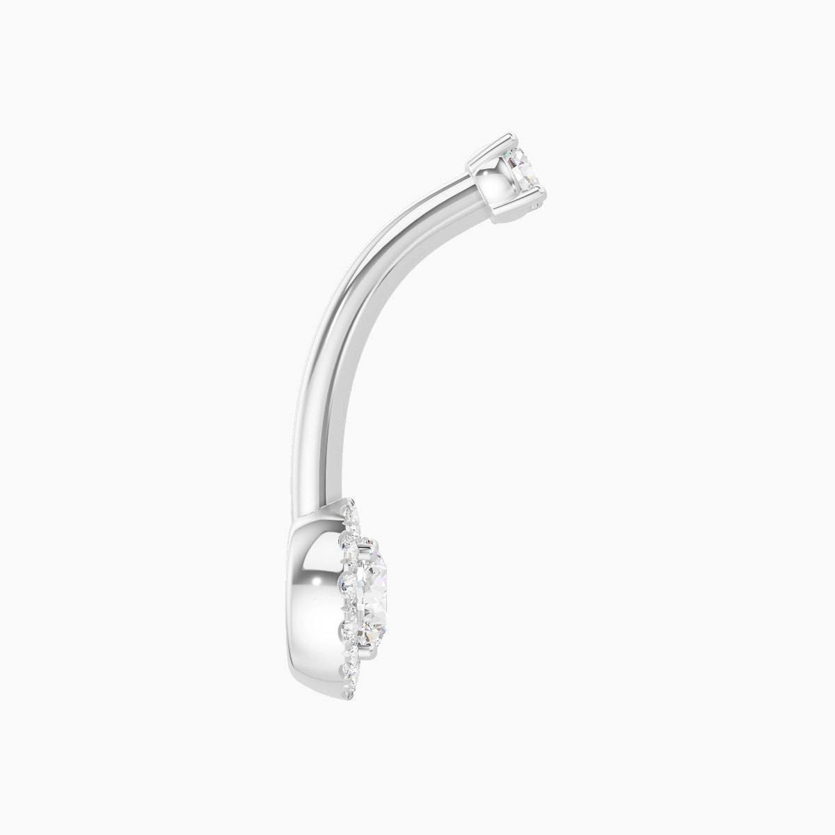 Eirene | 18k White Gold 6.5 mm 10 mm Halo Round Diamond Belly Piercing