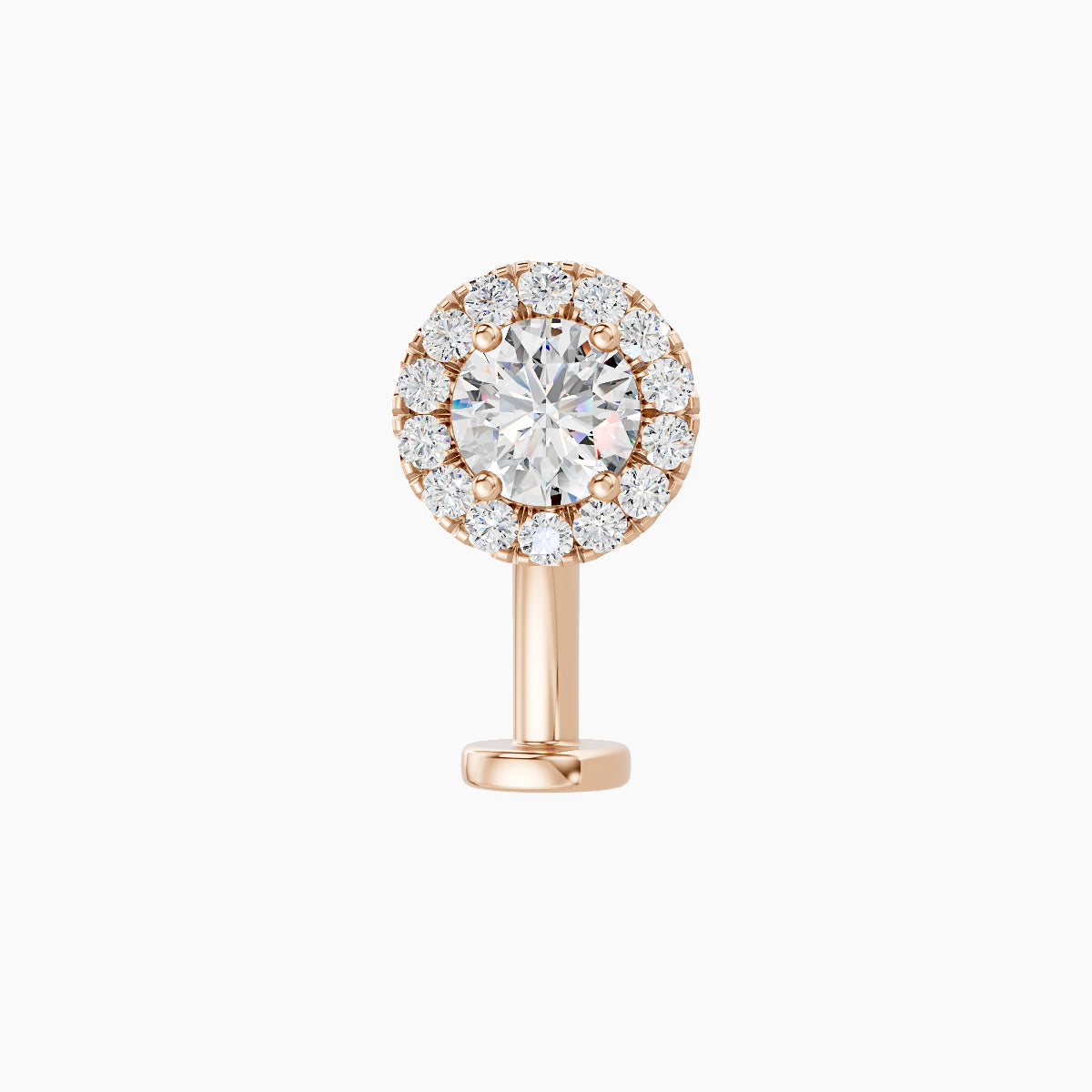 Eirene | 18k Rose Gold 6.5 mm 10 mm Halo Round Diamond Floating Navel Piercing