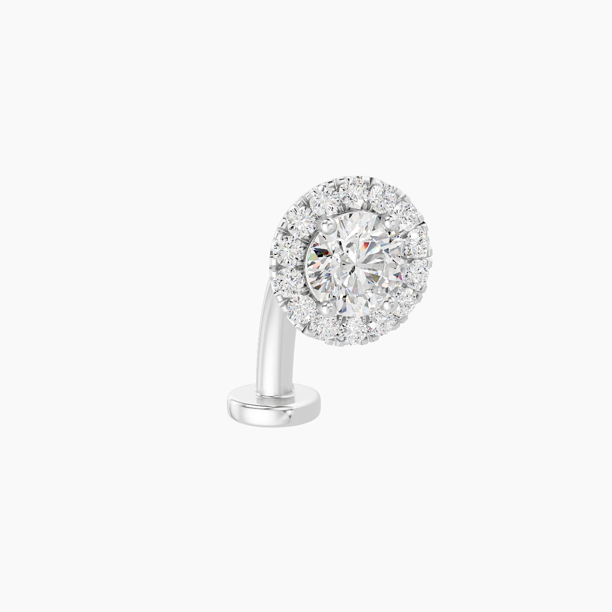 Eirene | 18k White Gold 6.5 mm 10 mm Halo Round Diamond Floating Navel Piercing