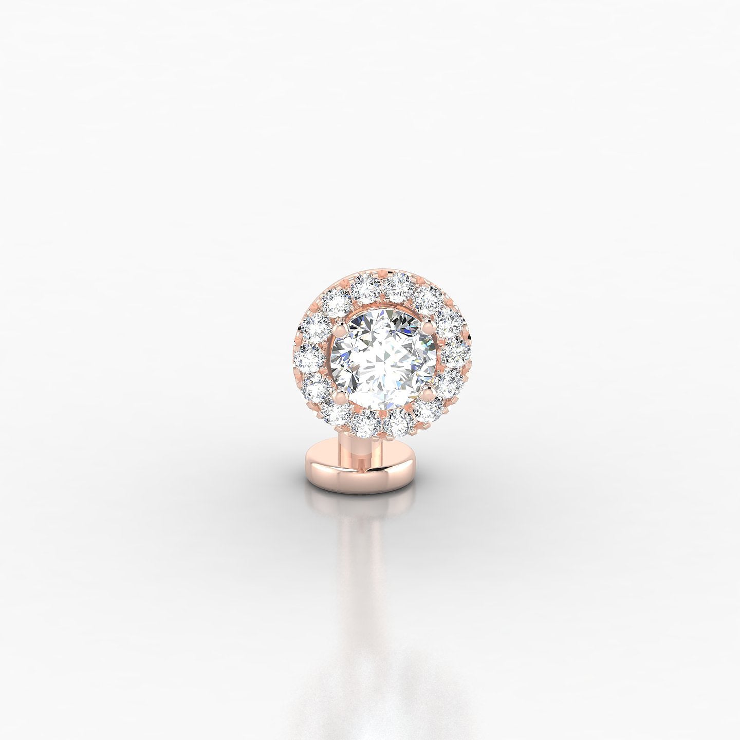 Eirene | 18k Rose Gold 10 mm 7 mm Halo Round Diamond Floating Navel Piercing