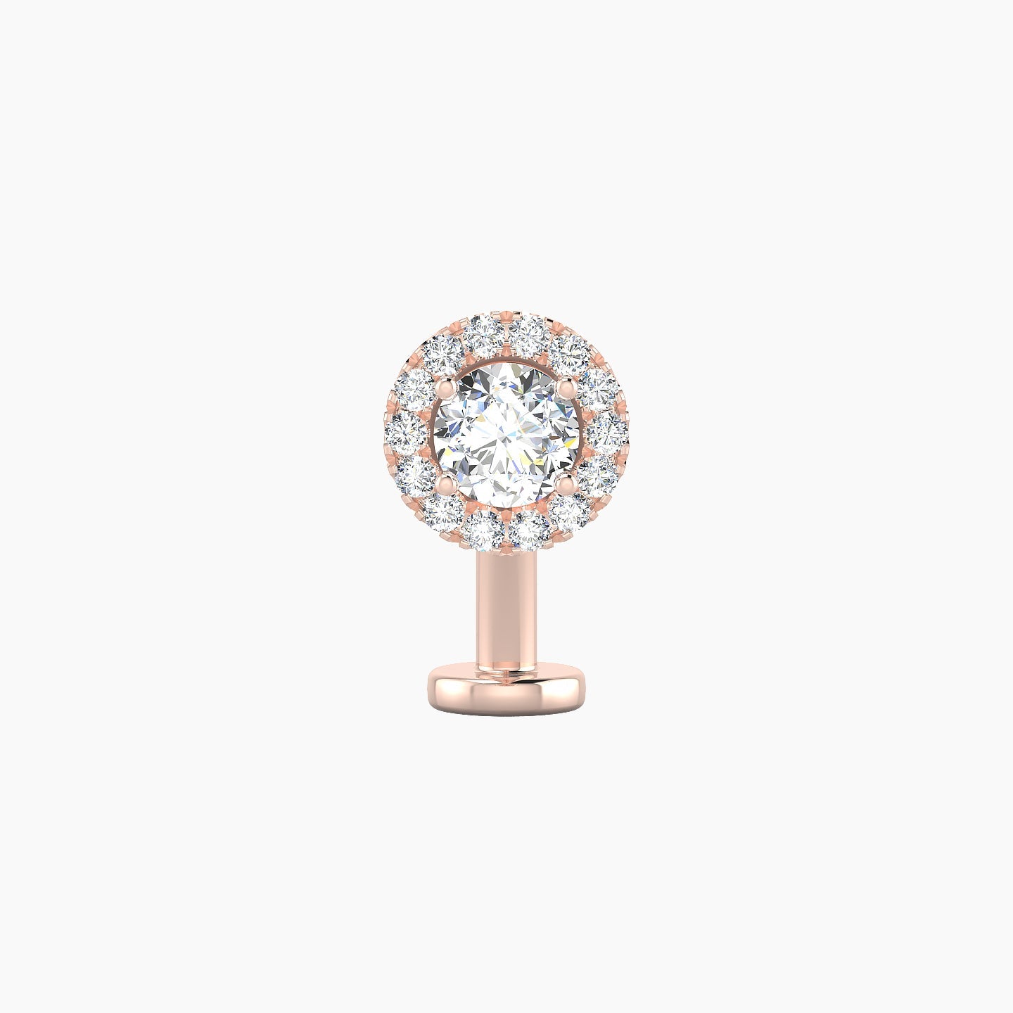 Eirene | 18k Rose Gold 7 mm 10 mm Halo Round Diamond Floating Navel Piercing