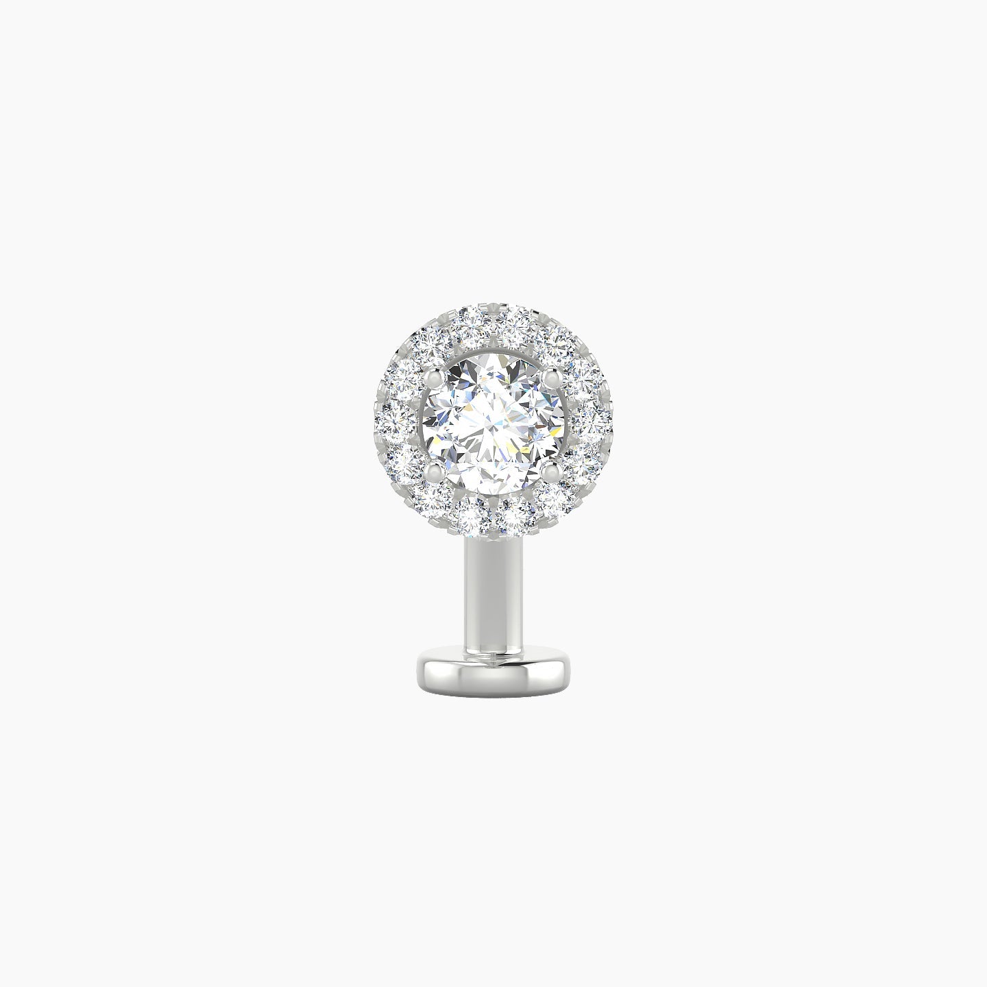 Eirene | 18k White Gold 7 mm 10 mm Halo Round Diamond Floating Navel Piercing