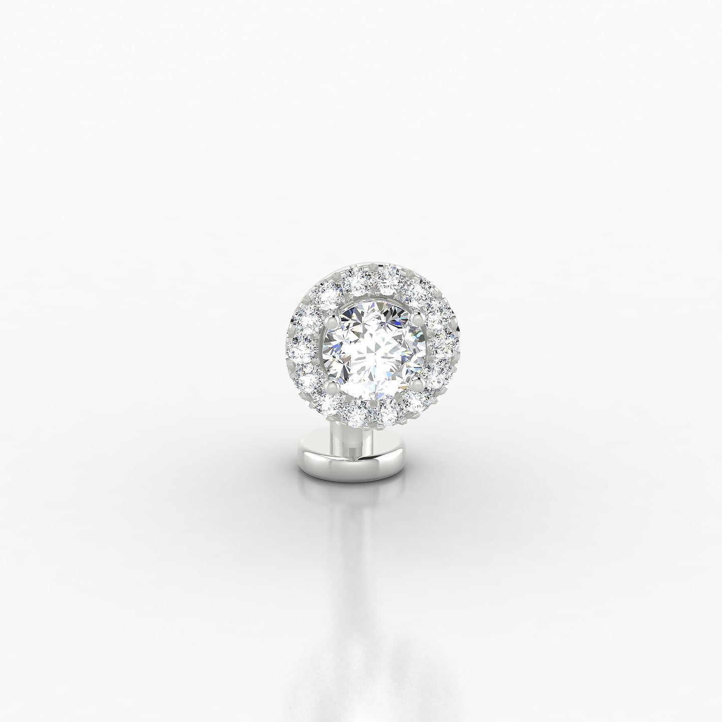 Eirene | 18k White Gold 10 mm 7 mm Halo Round Diamond Floating Navel Piercing