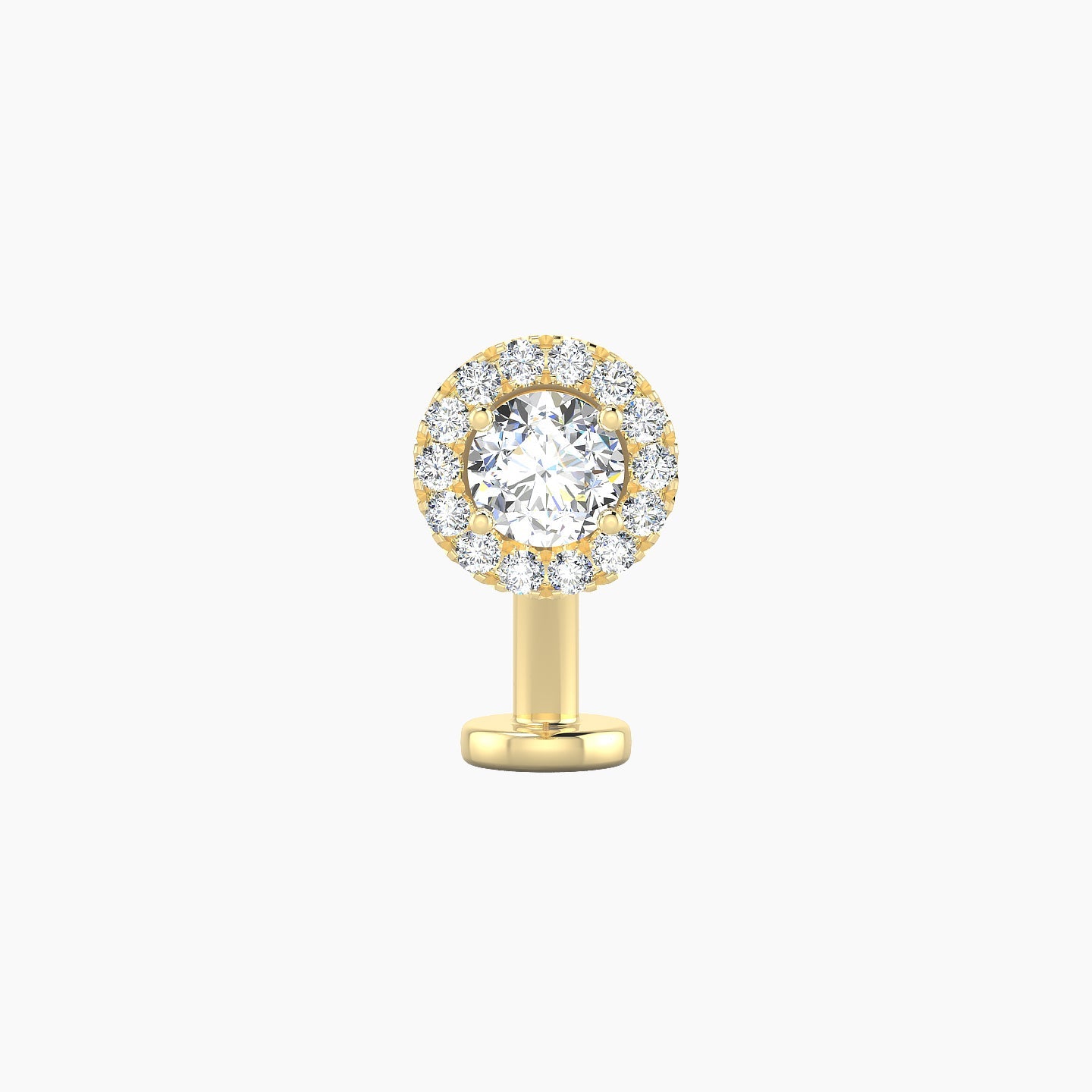 Eirene | 18k Yellow Gold 7 mm 10 mm Halo Round Diamond Floating Navel Piercing