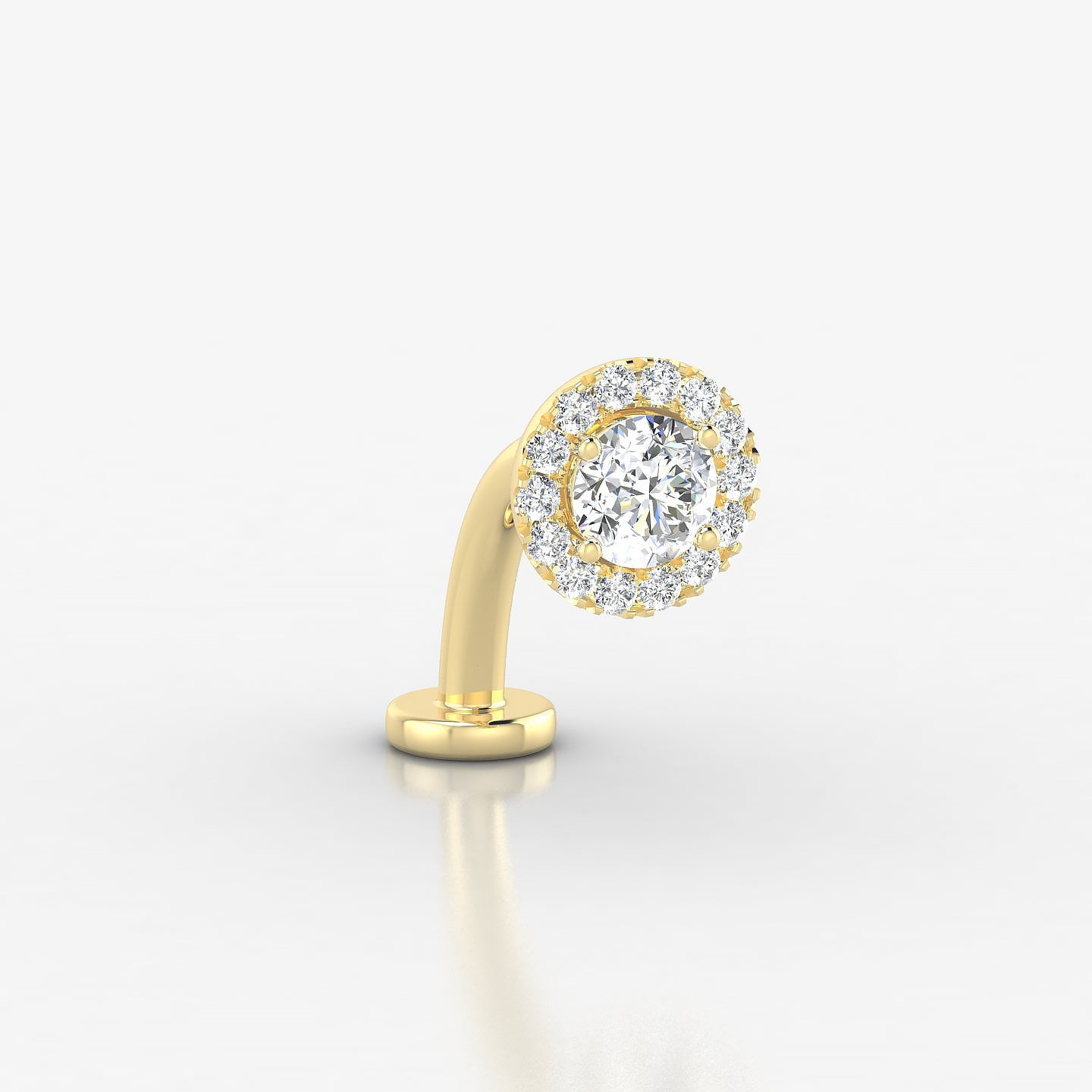 Eirene | 18k Yellow Gold 7 mm 10 mm Halo Round Diamond Floating Navel Piercing