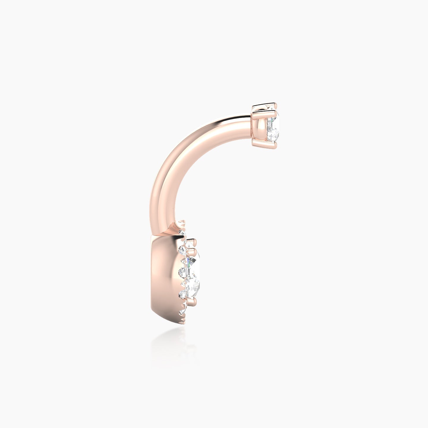Eirene | 18k Rose Gold 10 mm 7 mm Halo Round Diamond Navel Piercing