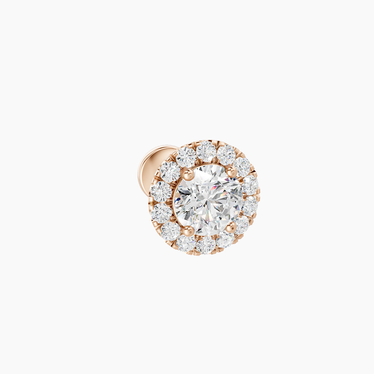 Eirene | 18k Rose Gold 6.5 mm 5 mm Halo Round Diamond Piercing