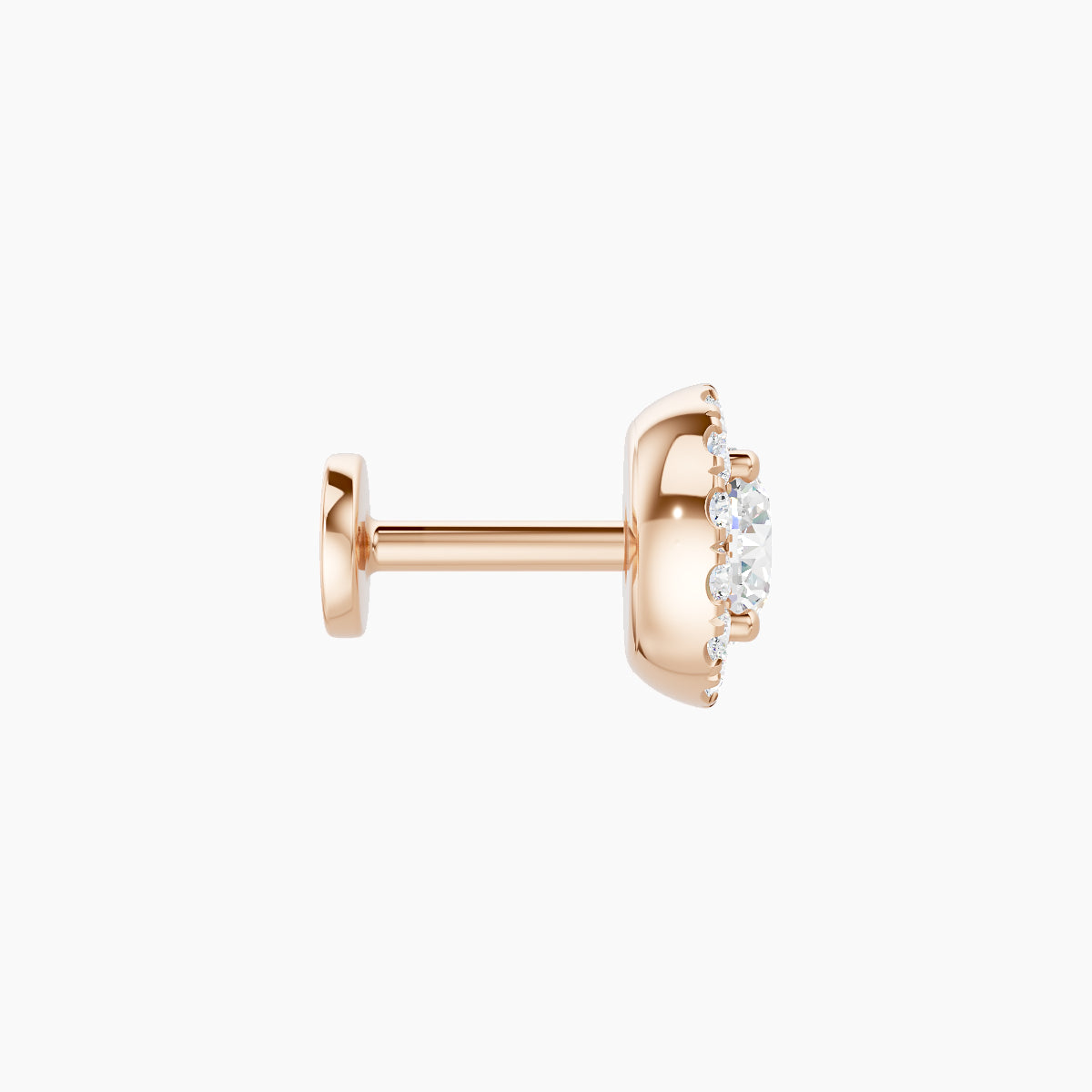 Eirene | 18k Rose Gold 6.5 mm 5 mm Halo Round Diamond Piercing