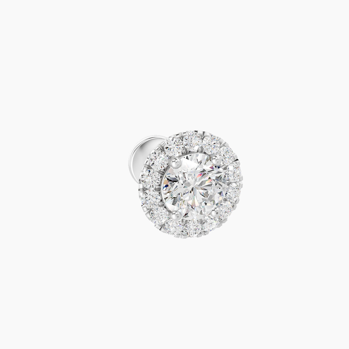 Eirene | 18k White Gold 6.5 mm 5 mm Halo Round Diamond Piercing