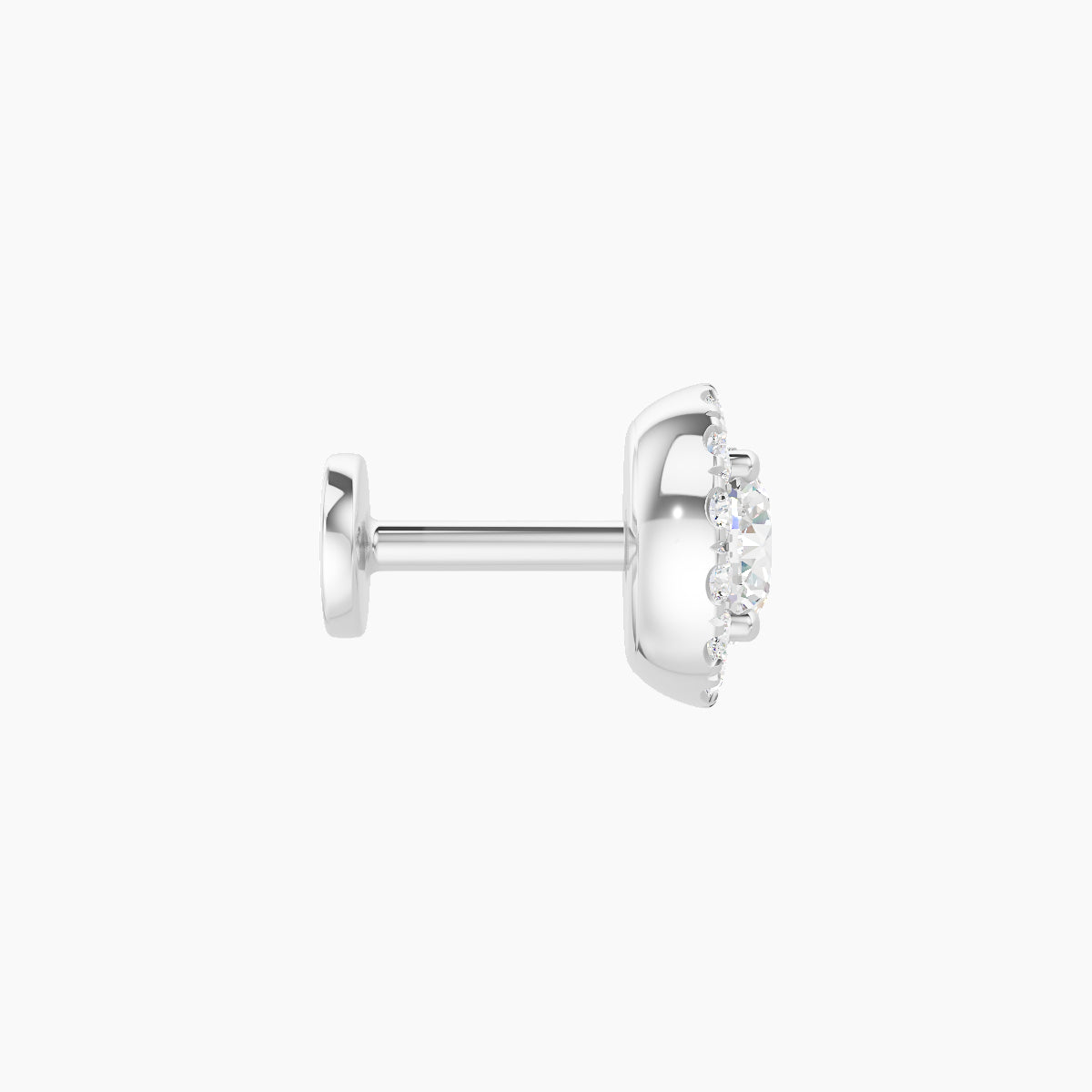 Eirene | 18k White Gold 6.5 mm 5 mm Halo Round Diamond Piercing