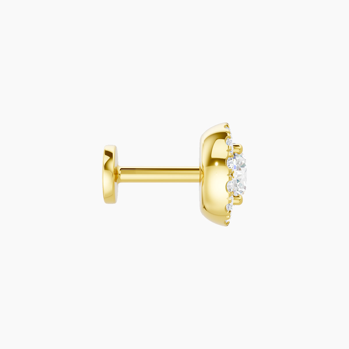 Eirene | 18k Yellow Gold 6.5 mm 5 mm Halo Round Diamond Piercing