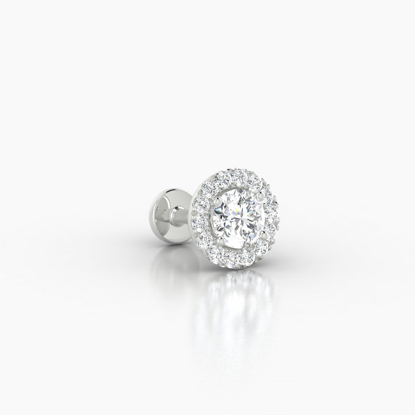 Eirene | 18k White Gold 7 mm 5 mm Halo Round Diamond Piercing