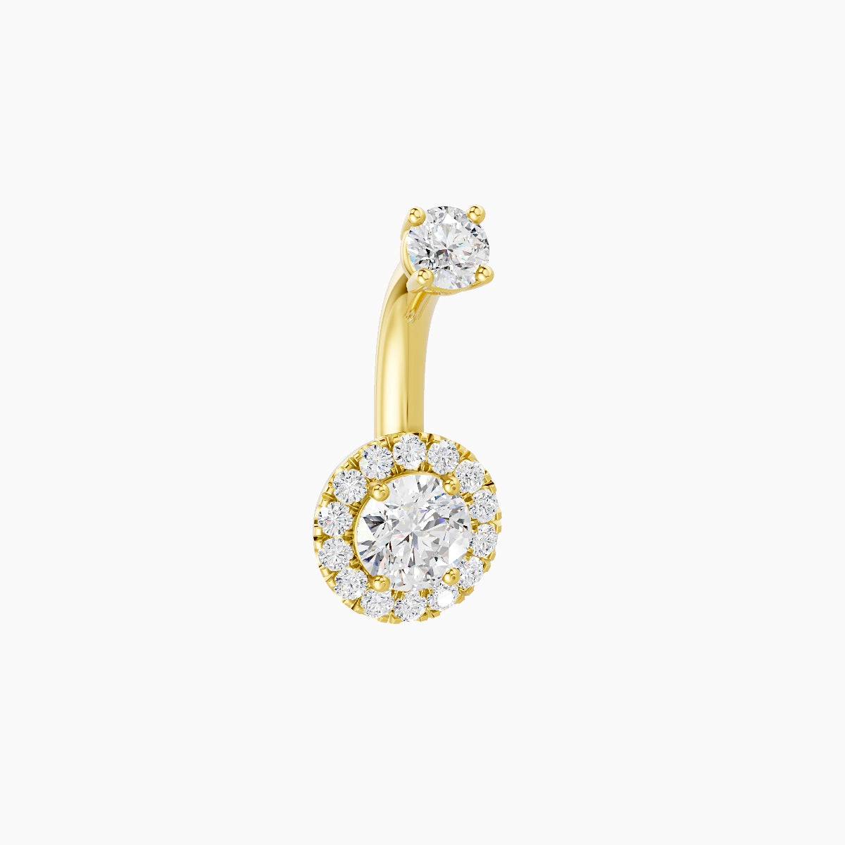 Eirene | 18k Yellow Gold 6.5 mm 6 mm Halo Round Diamond Belly Piercing