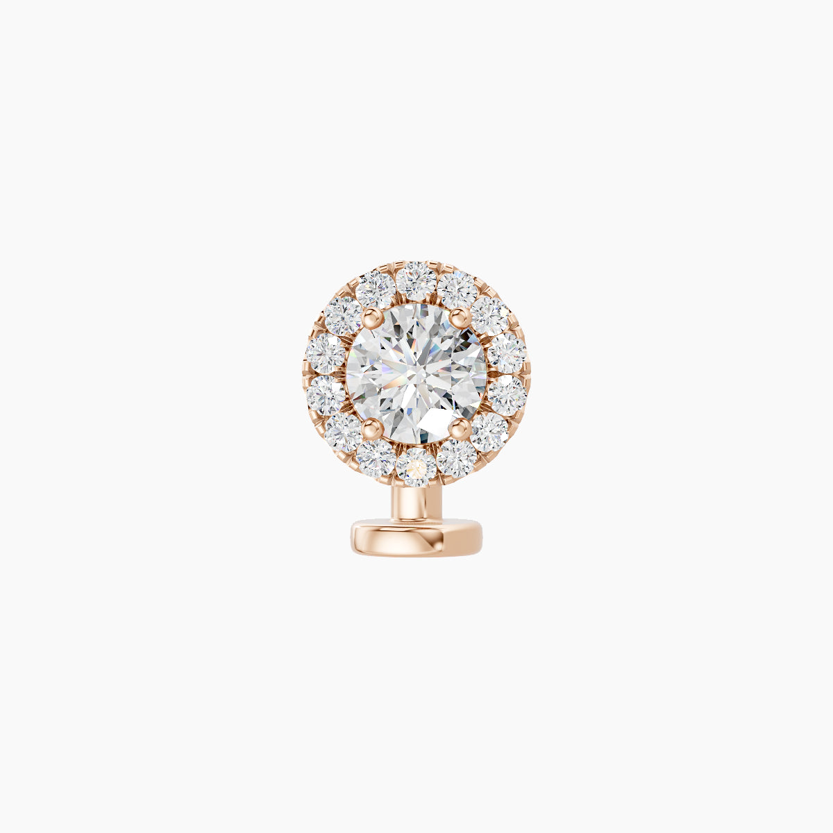Eirene | 18k Rose Gold 6.5 mm 6 mm Halo Round Diamond Floating Navel Piercing