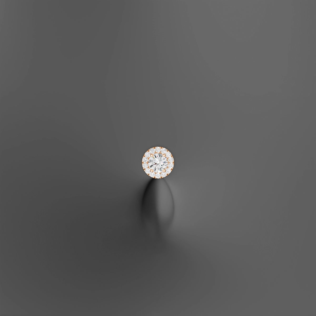 Eirene | 18k Rose Gold 6.5 mm 6 mm Halo Round Diamond Floating Navel Piercing