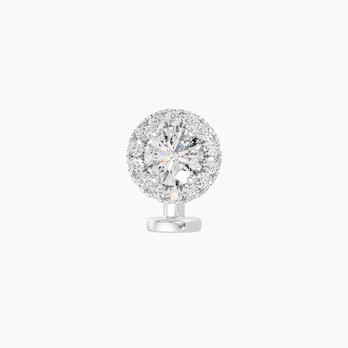 Eirene | 18k White Gold 6.5 mm 6 mm Halo Round Diamond Floating Navel Piercing
