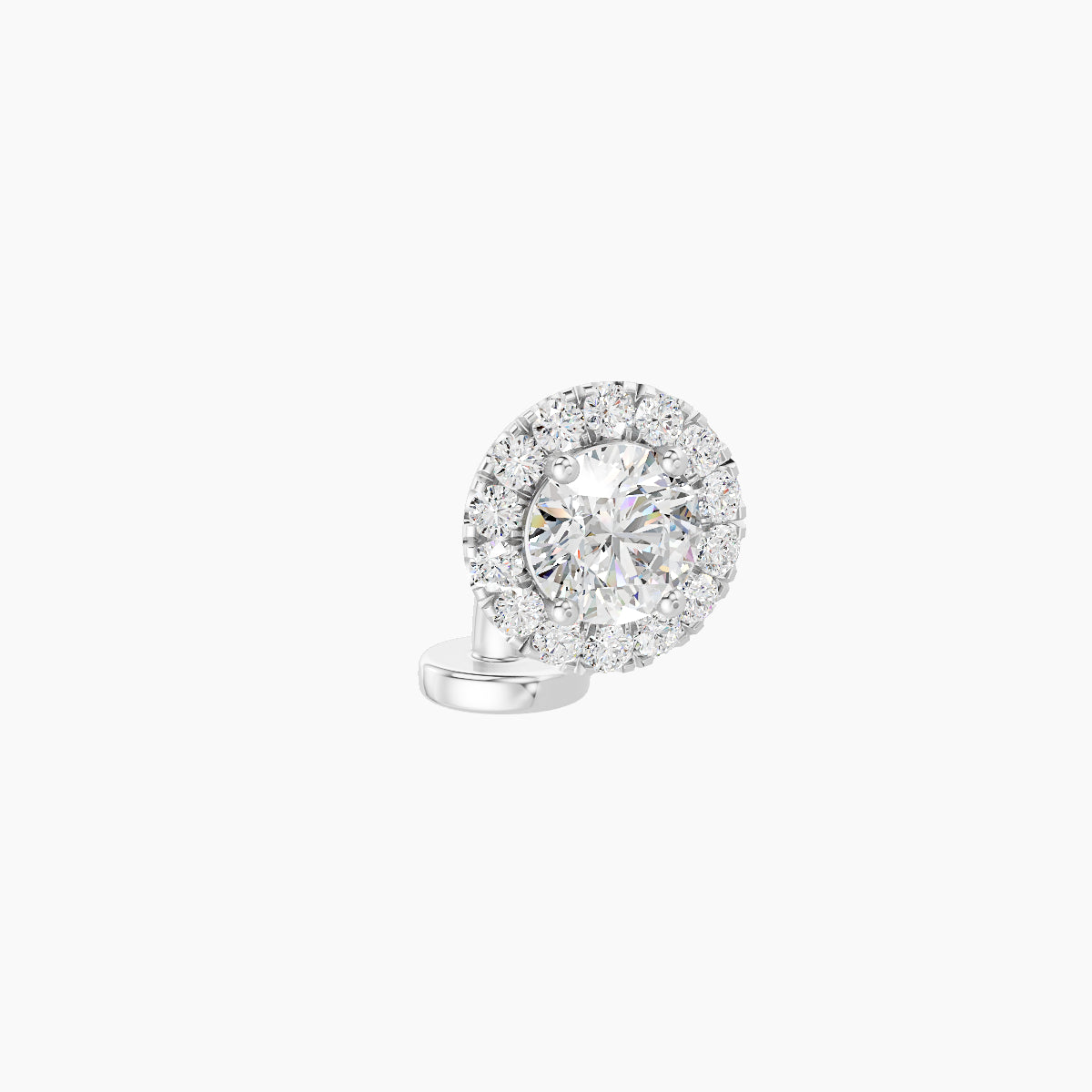 Eirene | 18k White Gold 6.5 mm 6 mm Halo Round Diamond Floating Navel Piercing
