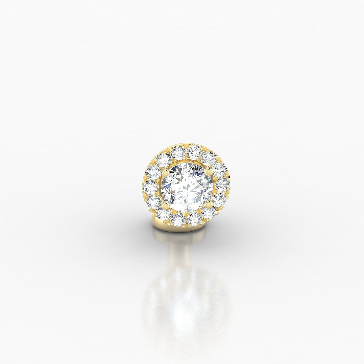 Eirene | 18k Yellow Gold 6 mm 7 mm Halo Round Diamond Floating Navel Piercing