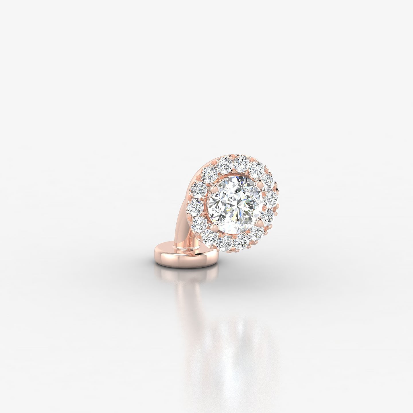 Eirene | 18k Rose Gold 7 mm 6 mm Halo Round Diamond Floating Navel Piercing