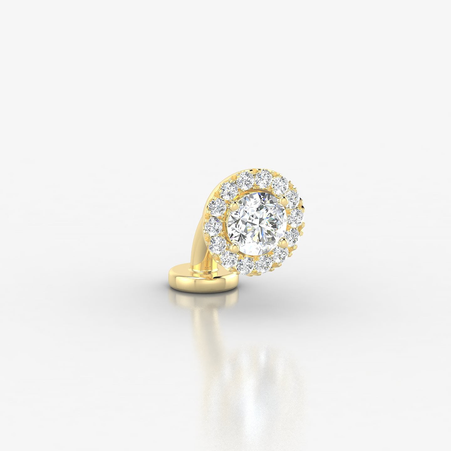 Eirene | 18k Yellow Gold 7 mm 6 mm Halo Round Diamond Floating Navel Piercing