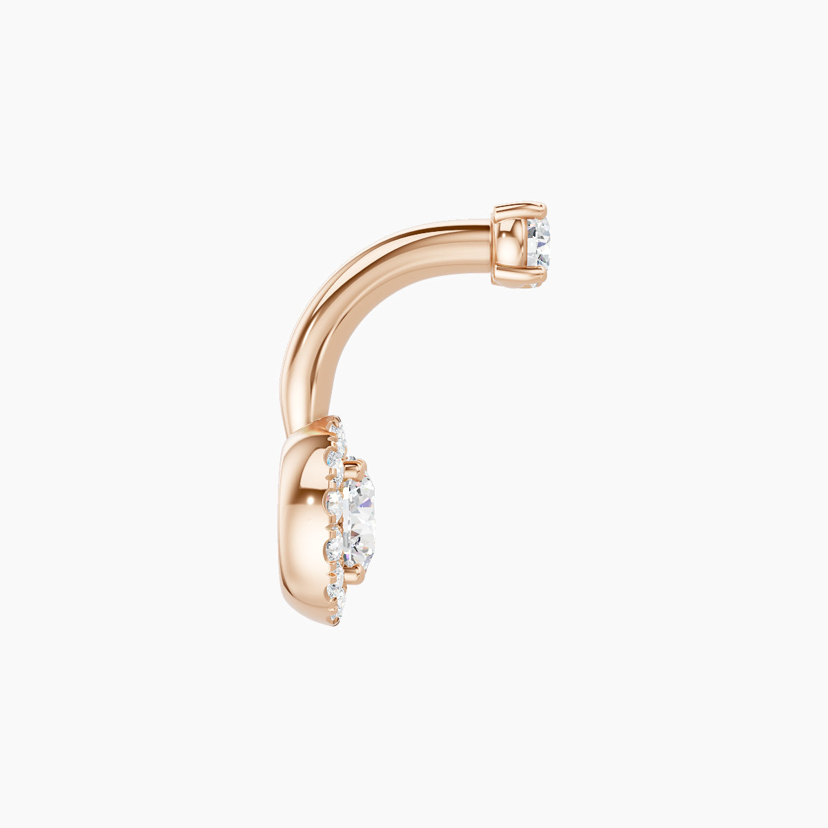 Eirene | 18k Rose Gold 7 mm 6 mm Halo Round Diamond Navel Piercing
