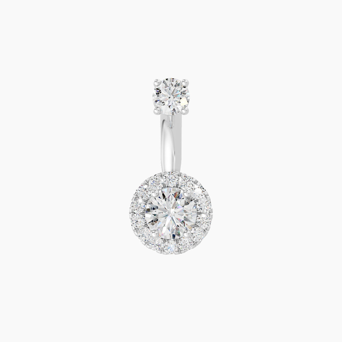 Eirene | 18k White Gold 7 mm 6 mm Halo Round Diamond Navel Piercing