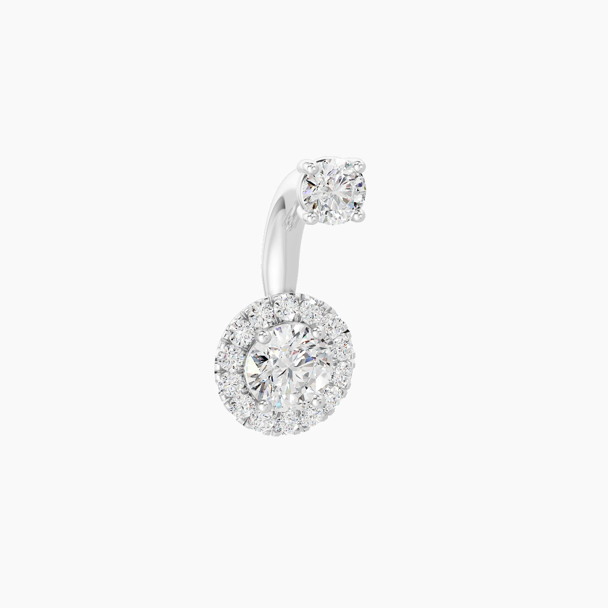 Eirene | 18k White Gold 7 mm 6 mm Halo Round Diamond Navel Piercing