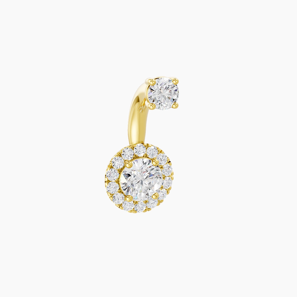 Eirene | 18k Yellow Gold 7 mm 6 mm Halo Round Diamond Navel Piercing