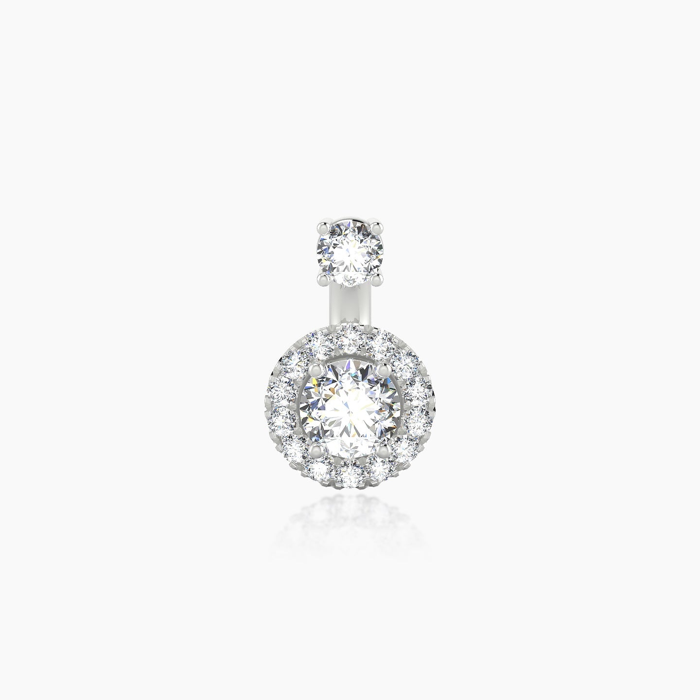 Eirene | 18k White Gold 6 mm 7 mm Halo Round Diamond Navel Piercing
