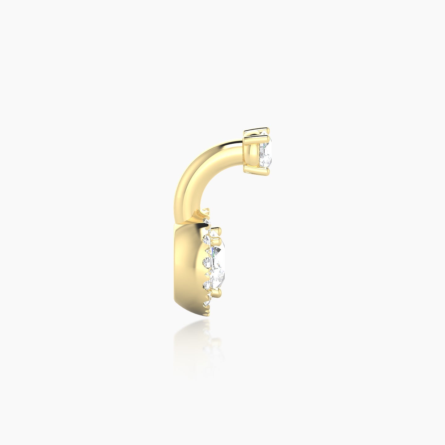 Eirene | 18k Yellow Gold 6 mm 7 mm Halo Round Diamond Navel Piercing