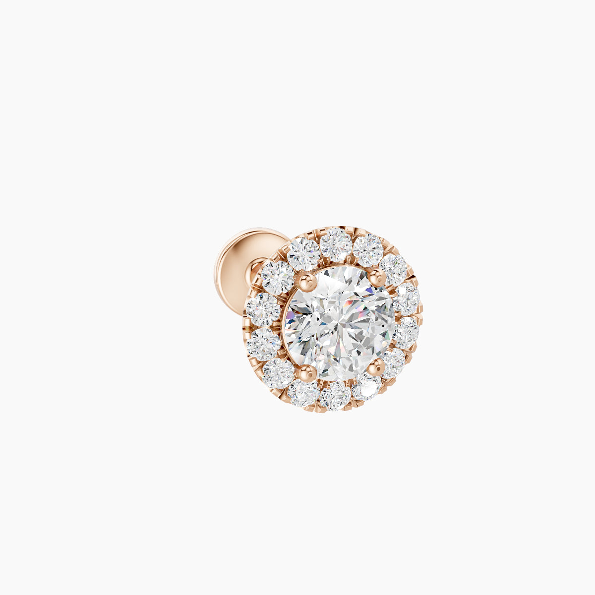Eirene | 18k Rose Gold 6.5 mm 6.5 mm Halo Round Diamond Piercing