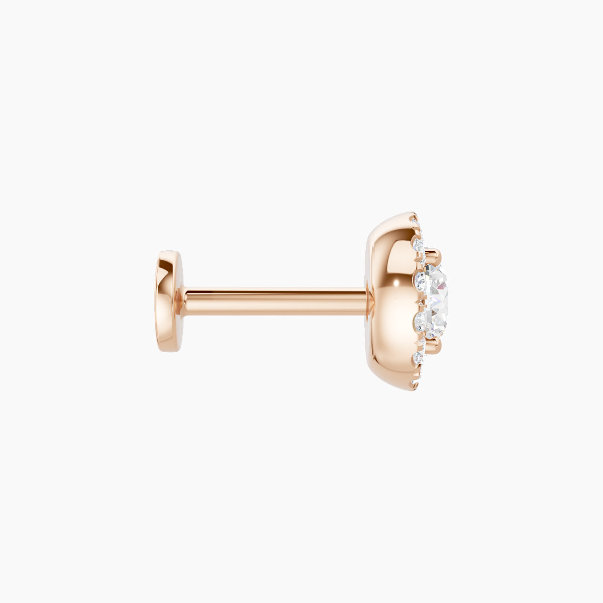 Eirene | 18k Rose Gold 6.5 mm 6.5 mm Halo Round Diamond Piercing