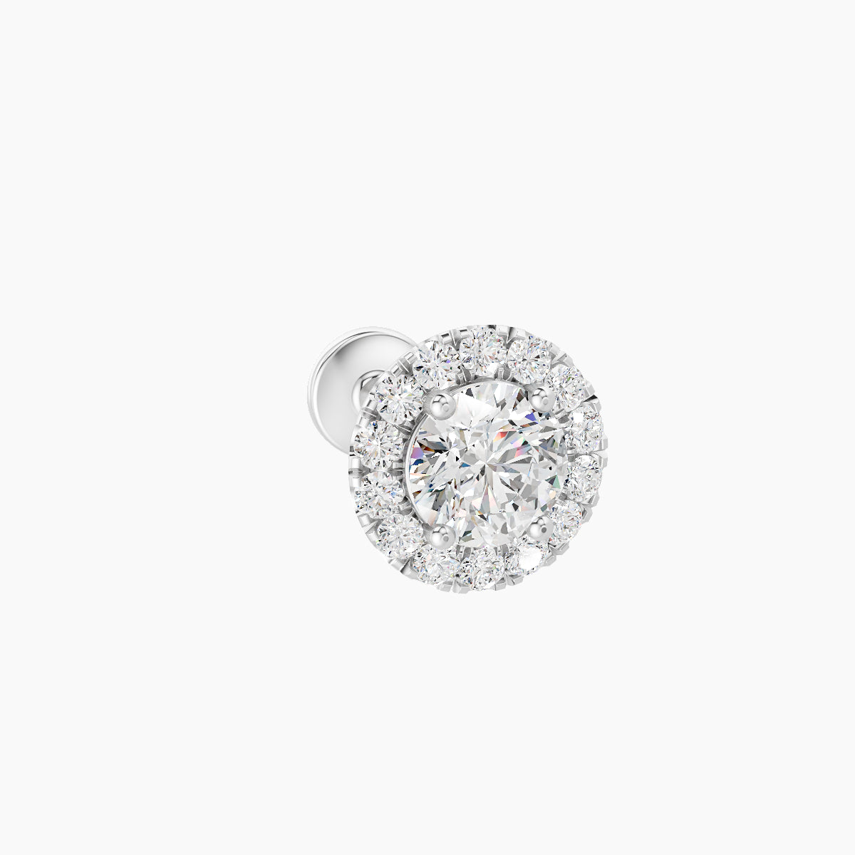 Eirene | 18k White Gold 6.5 mm 6.5 mm Halo Round Diamond Piercing