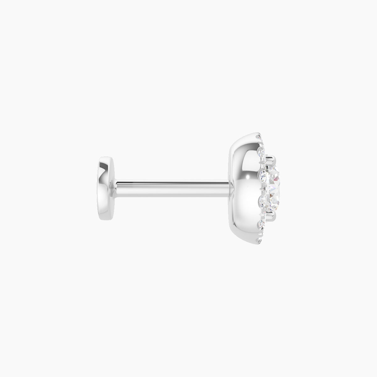 Eirene | 18k White Gold 6.5 mm 6.5 mm Halo Round Diamond Piercing