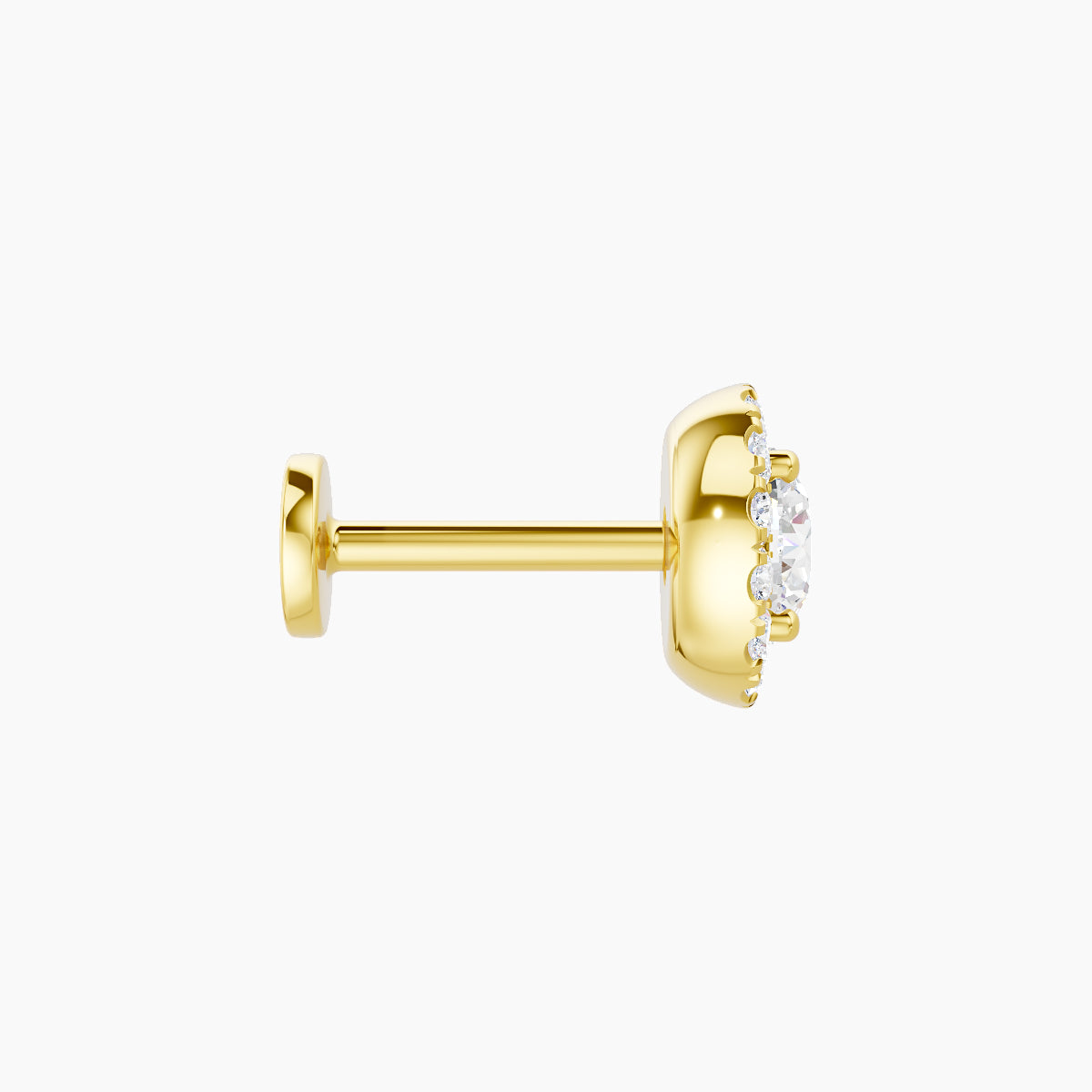 Eirene | 18k Yellow Gold 6.5 mm 6.5 mm Halo Round Diamond Piercing