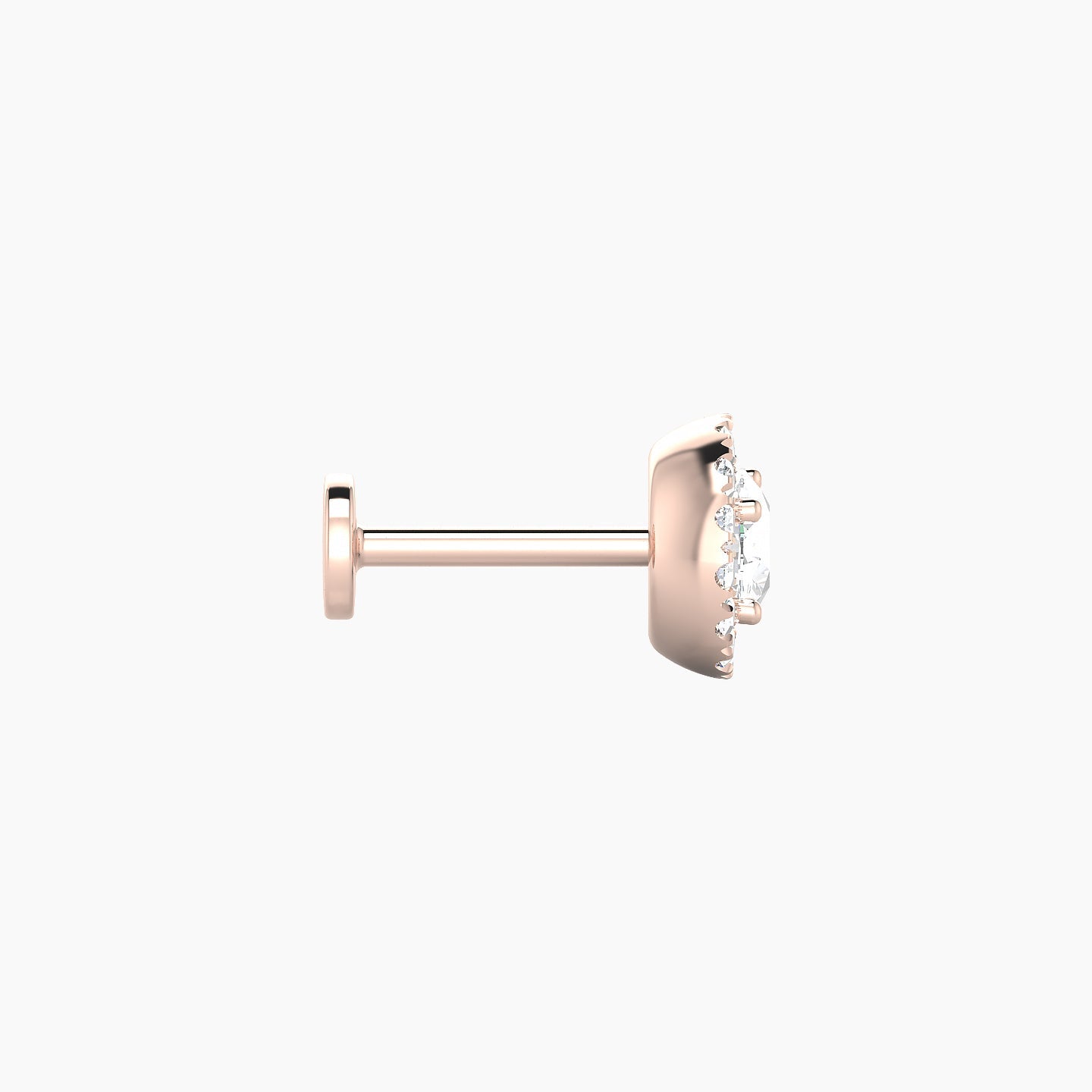 Eirene | 18k Rose Gold 7 mm 6.5 mm Halo Round Diamond Piercing