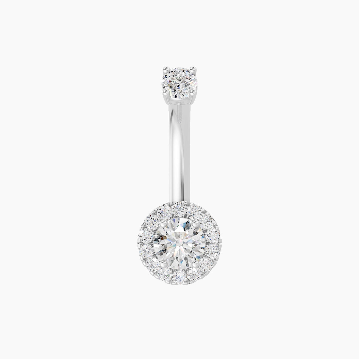 Eirene | 18k White Gold 6.5 mm 8 mm Halo Round Diamond Belly Piercing