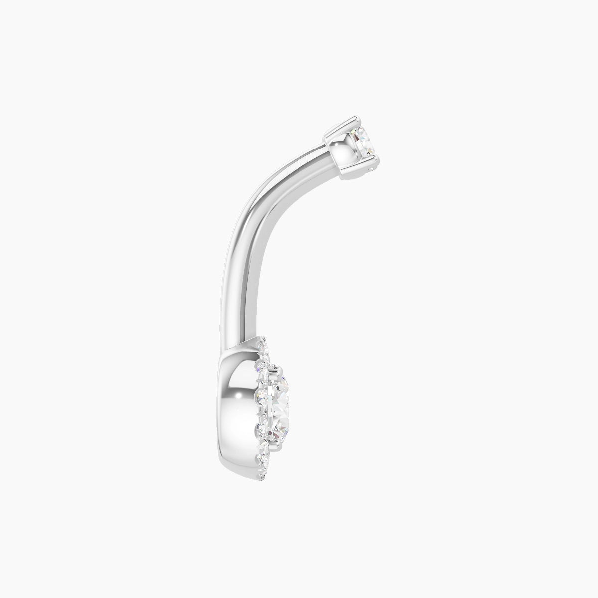 Eirene | 18k White Gold 6.5 mm 8 mm Halo Round Diamond Belly Piercing