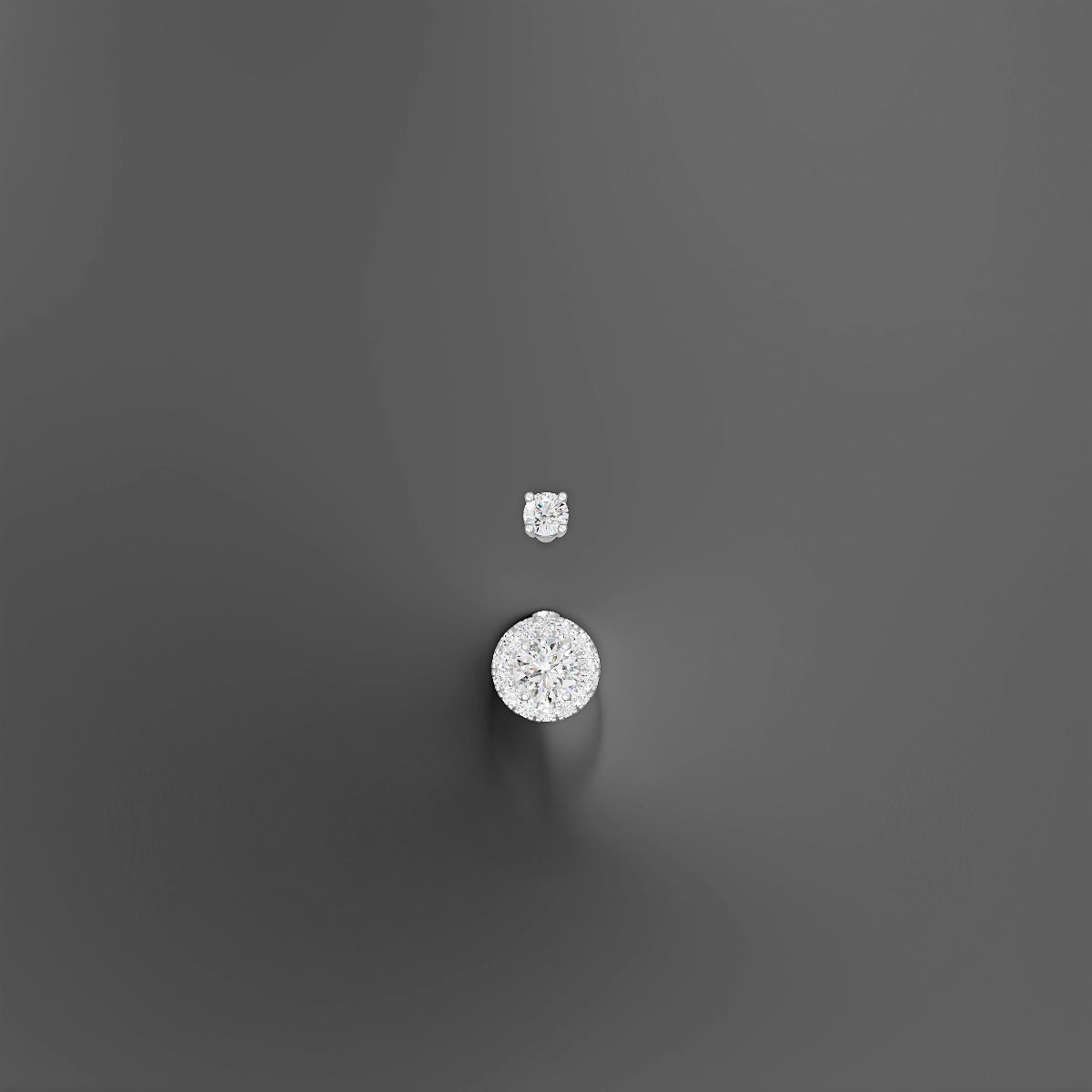 Eirene | 18k White Gold 6.5 mm 8 mm Halo Round Diamond Belly Piercing