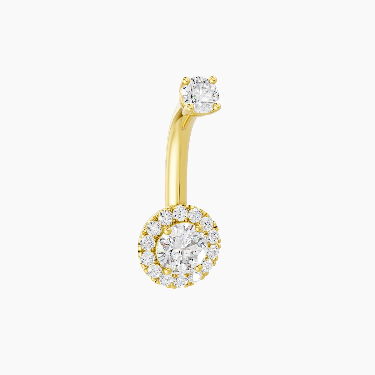 Eirene | 18k Yellow Gold 6.5 mm 8 mm Halo Round Diamond Belly Piercing