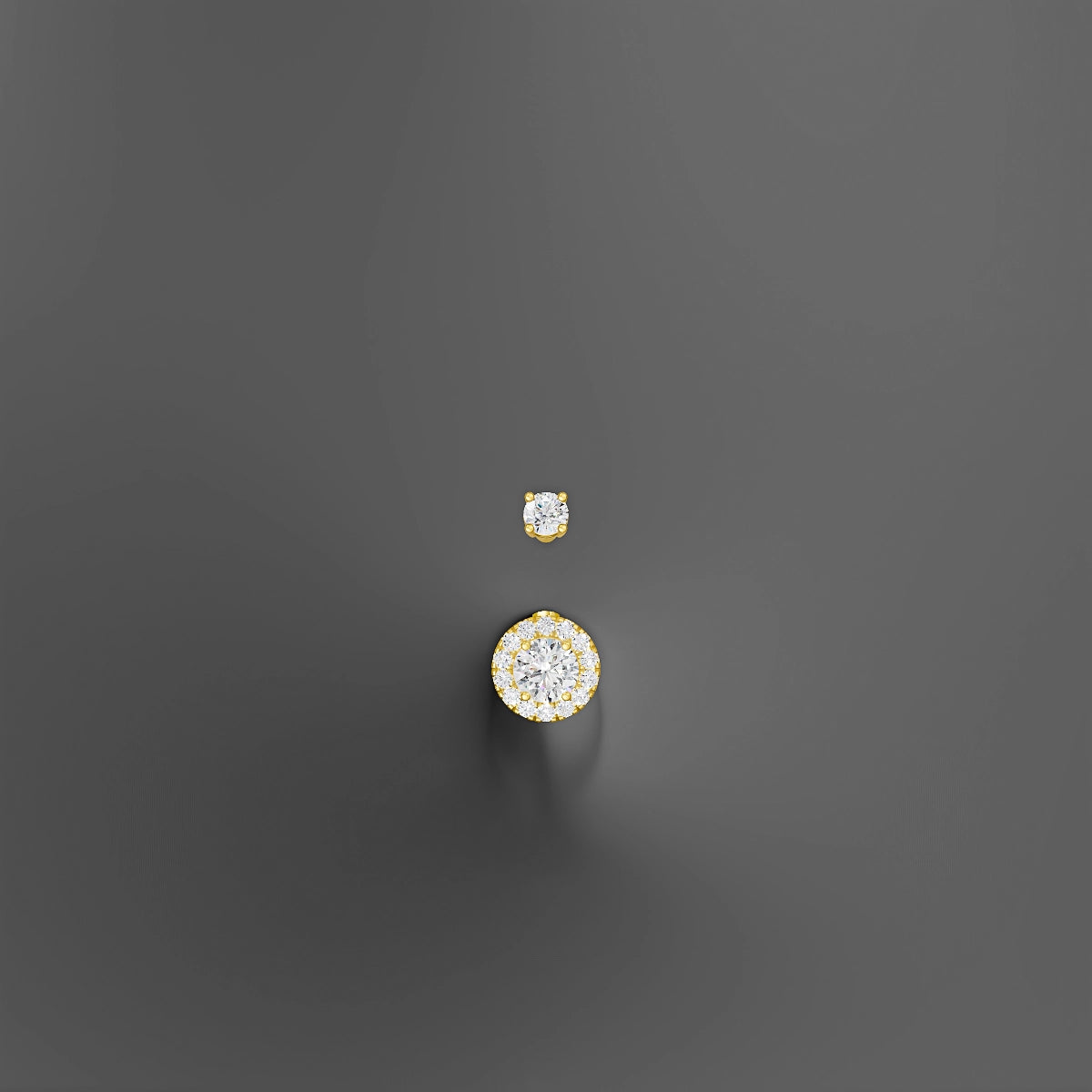 Eirene | 18k Yellow Gold 6.5 mm 8 mm Halo Round Diamond Belly Piercing