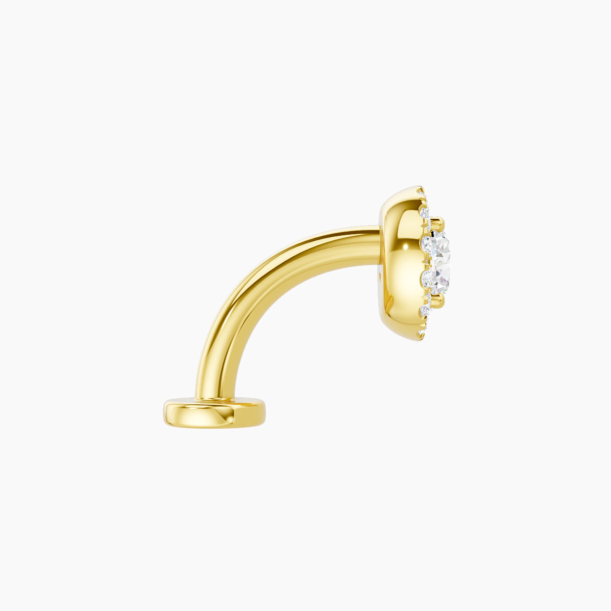 Eirene | 18k Yellow Gold 6.5 mm 8 mm Halo Round Diamond Floating Navel Piercing