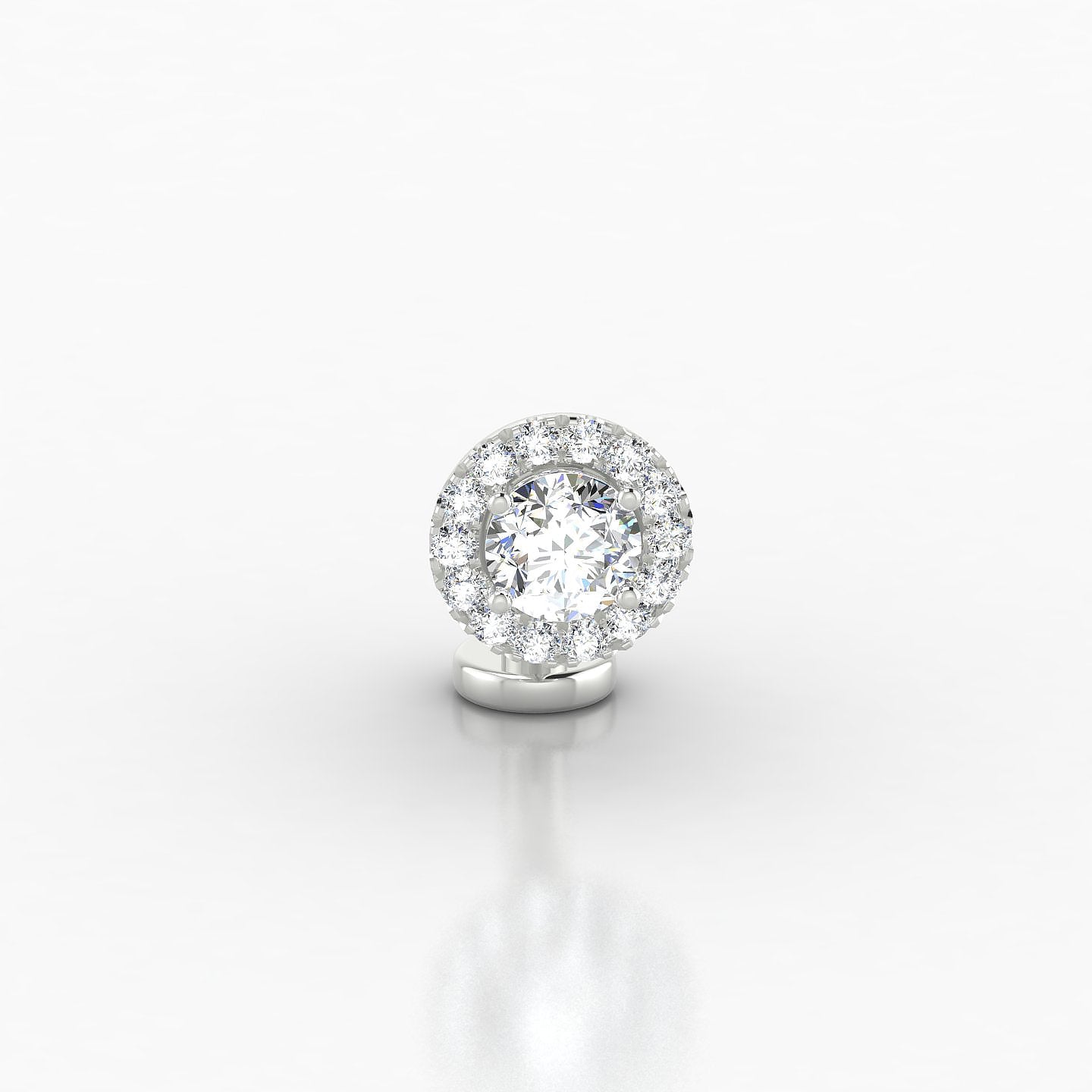Eirene | 18k White Gold 8 mm 7 mm Halo Round Diamond Floating Navel Piercing