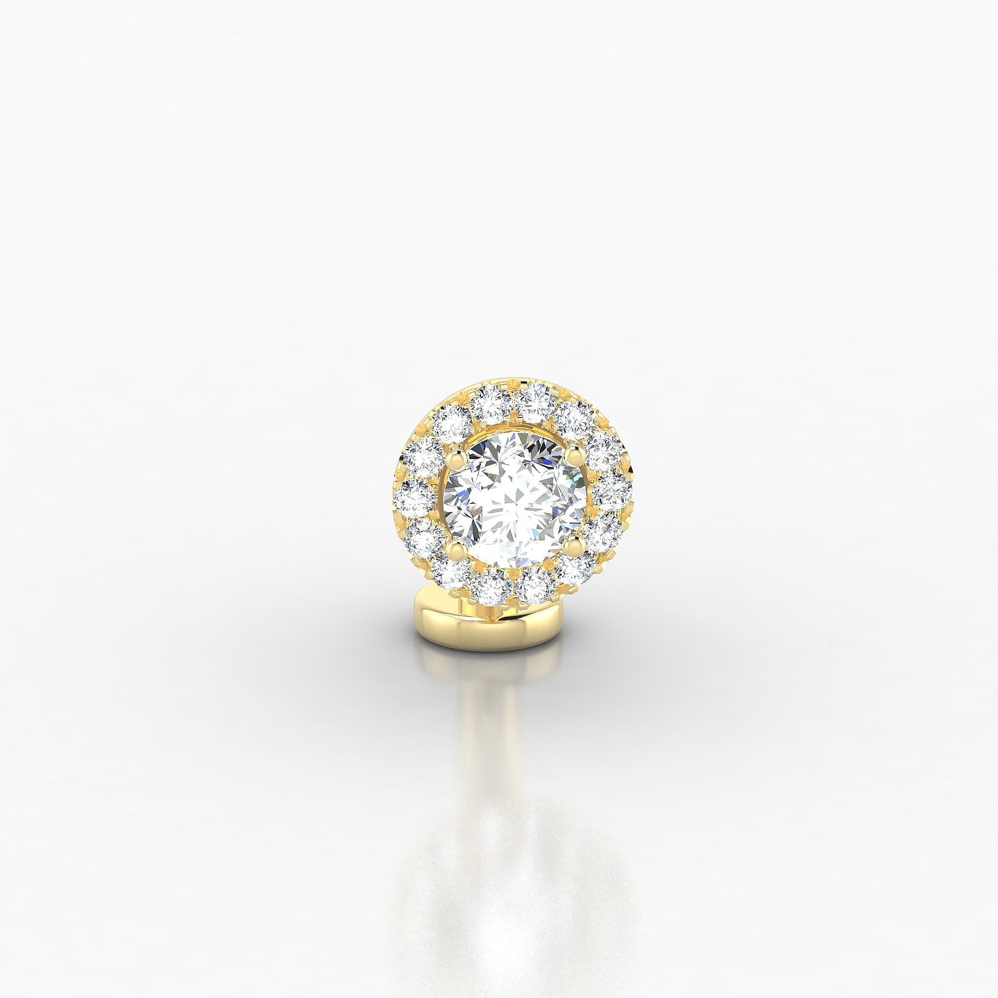 Eirene | 18k Yellow Gold 8 mm 7 mm Halo Round Diamond Floating Navel Piercing