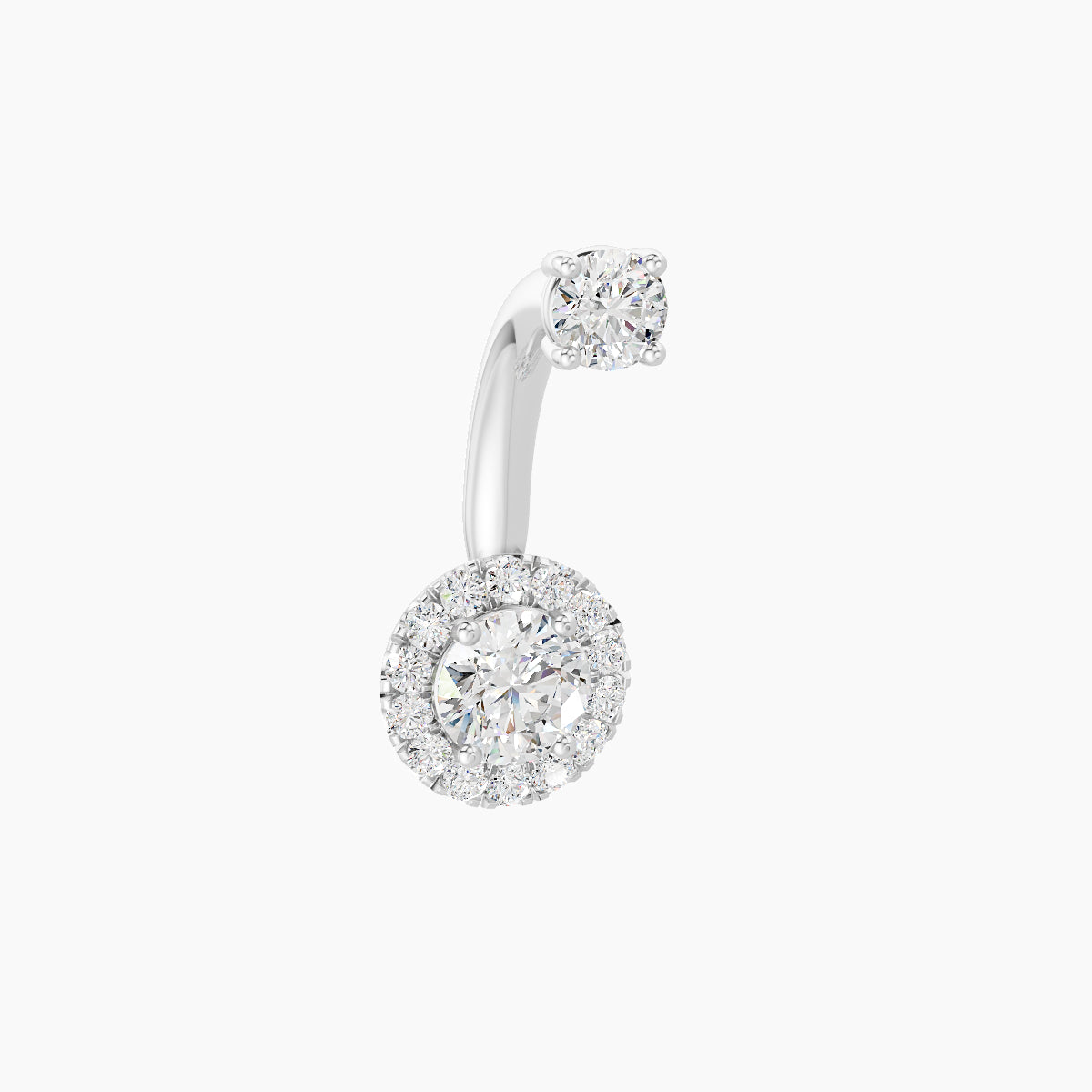 Eirene | 18k White Gold 7 mm 8 mm Halo Round Diamond Navel Piercing