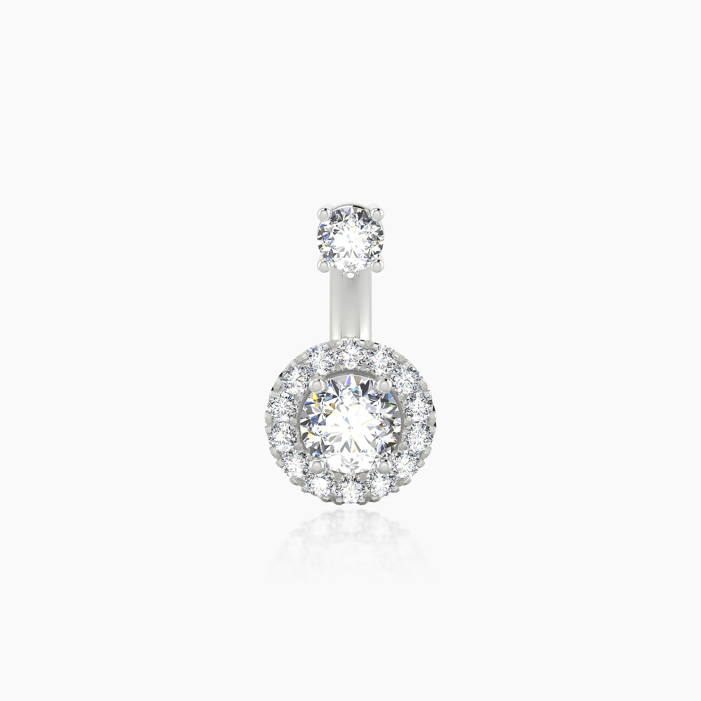 Eirene | 18k White Gold 8 mm 7 mm Halo Round Diamond Navel Piercing