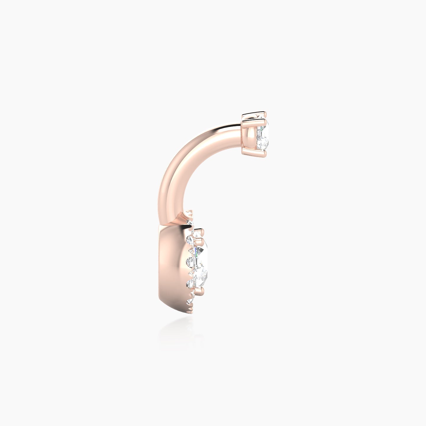 Eirene | 18k Rose Gold 8 mm 7 mm Halo Round Diamond Navel Piercing